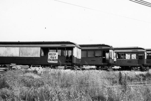 PE 500 class car bodies awaiting disposition at the Torrance Shops. Ernest M Leo Photo.