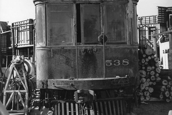PE 538  at the Warner Brothers Studios back lot. Schneider Photo, Southern California Railway Museum Collection.
