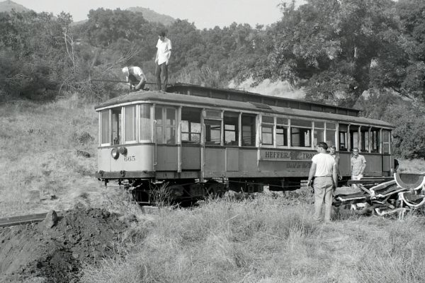 Museum members working on moving 665 from the 20th Century Malibu Canyon Ranch in 1967.