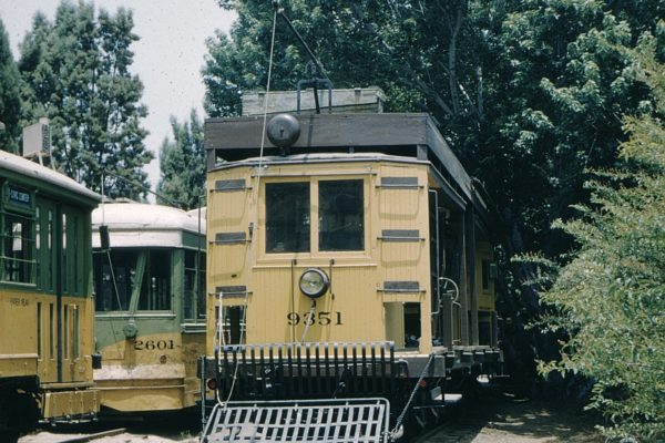 9351 repainted into Los Angeles Railway livery at Travel Town Los Angeles 1957.  Photographer James W. Walker.