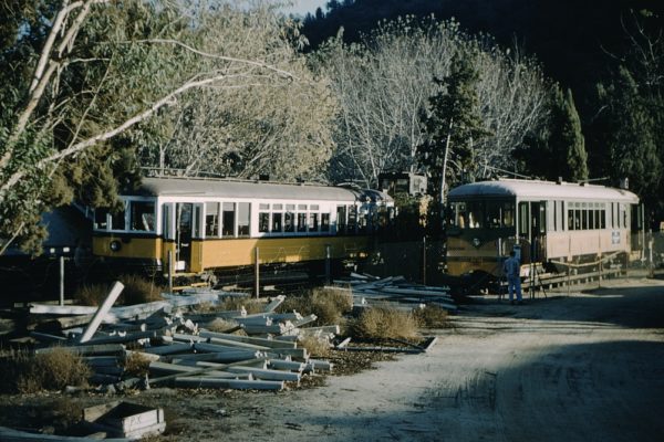 LATL 1201 and 1559 at Travel Town Los Angeles, December 1956.  James W Walker Collection.